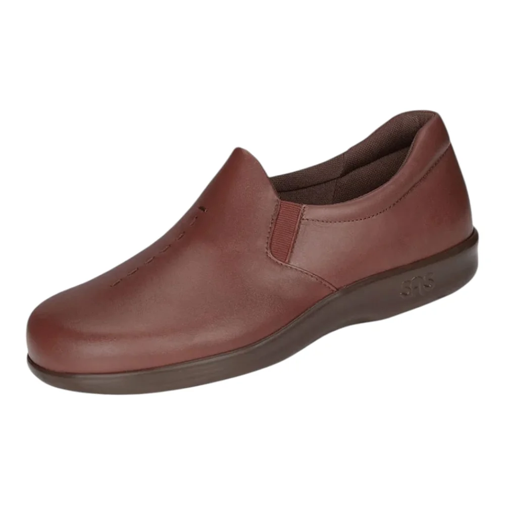 SAS Viva Slip-On Teak Brown Leather Walking Shoes Women's Size 8 Medium Like New